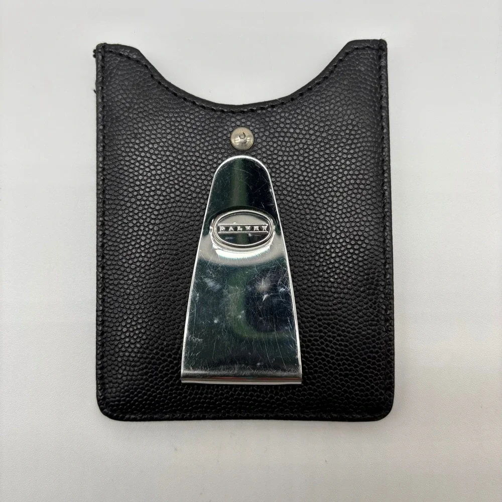Dalvey Scotland Black Caviar Leather Card Holder Money Clip Slim Wallet